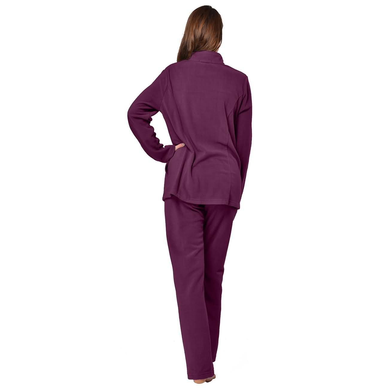 RAIKOU Eleganter Einfarbiger Damen Hausanzug in Micro-Fleece Freizeitanzug mit Reißverschluss