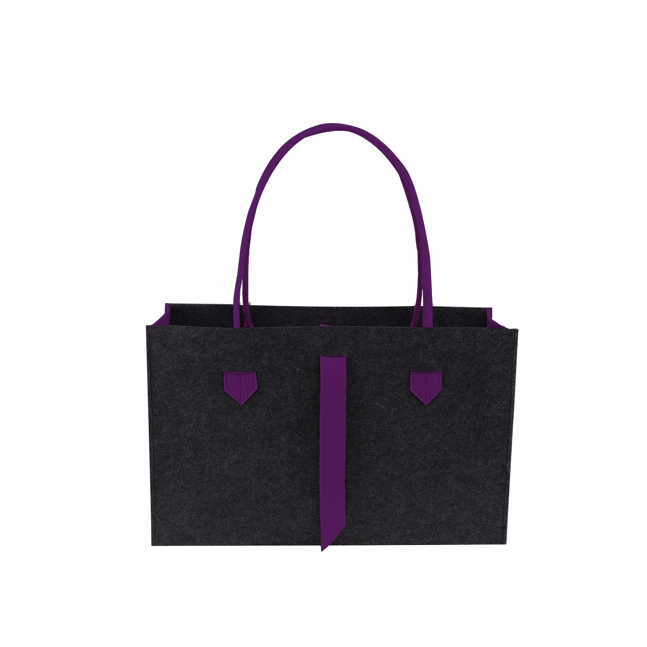 RAIKOU KULT Filz-Tasche Shopper; in neuem Design; Filzkorb Einkaufstasche Henkeltasche Zeitungskorb Stabile Kaminholztasche hervorragend als Spielzeugtasche oder Picknick-Korb Strand (44*18*31cm)