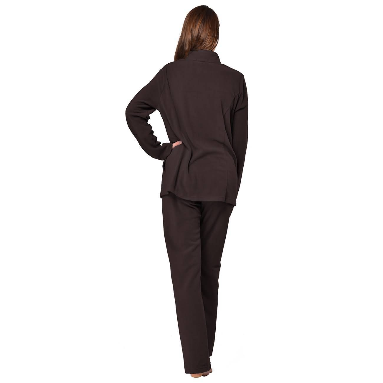 RAIKOU Eleganter Einfarbiger Damen Hausanzug in Micro-Fleece Freizeitanzug mit Reißverschluss