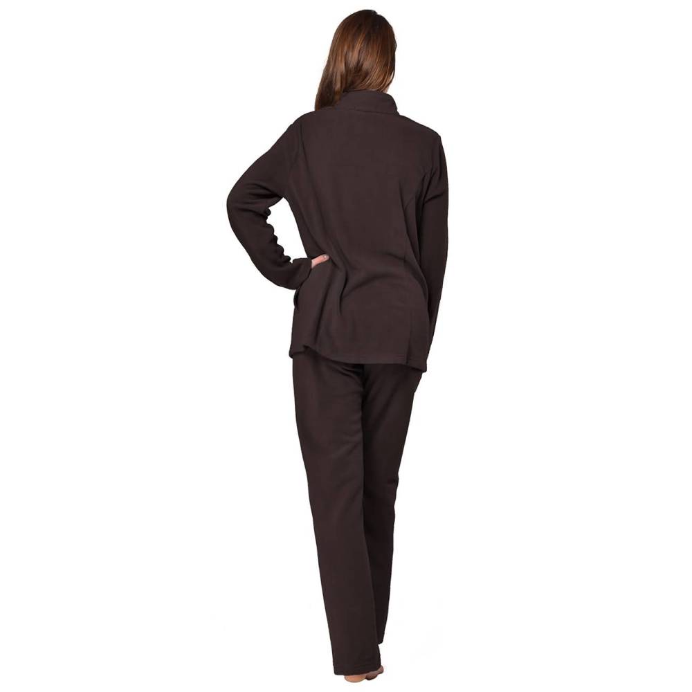 RAIKOU Eleganter Einfarbiger Damen Hausanzug in Micro-Fleece Freizeitanzug mit Reißverschluss