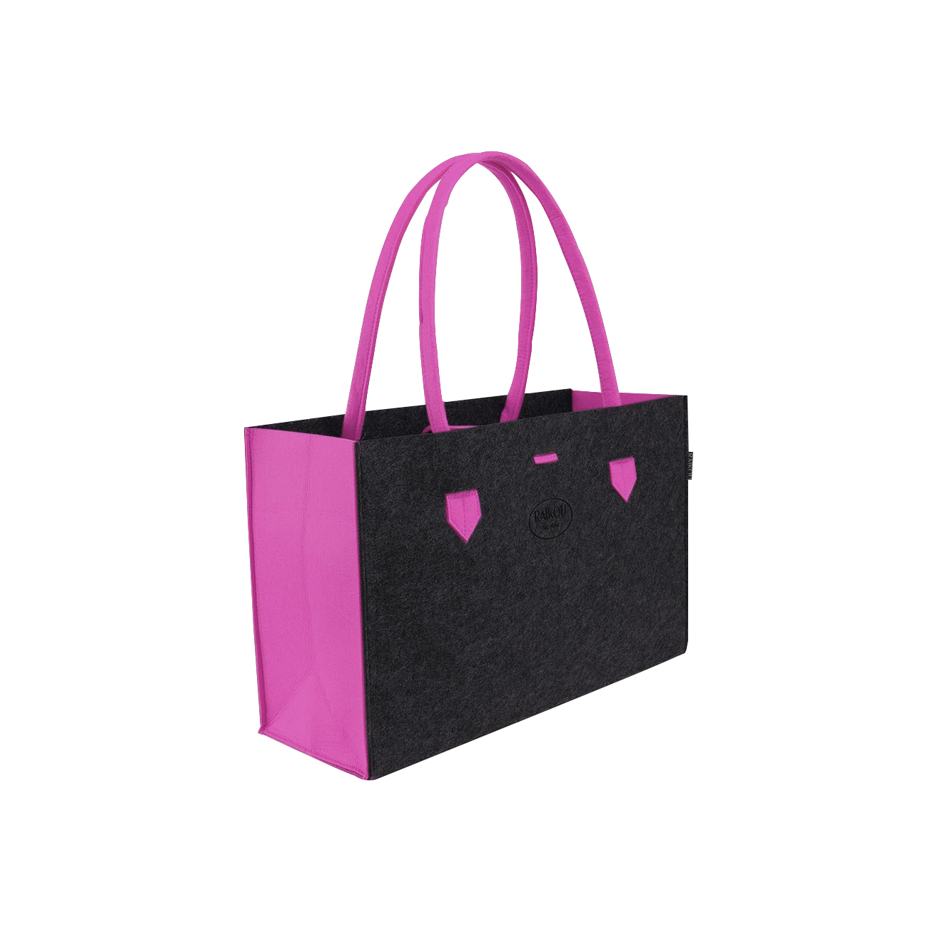 RAIKOU KULT Filz-Tasche Shopper; in neuem Design; Filzkorb Einkaufstasche Henkeltasche Zeitungskorb Stabile Kaminholztasche hervorragend als Spielzeugtasche oder Picknick-Korb Strand (44*18*31cm)
