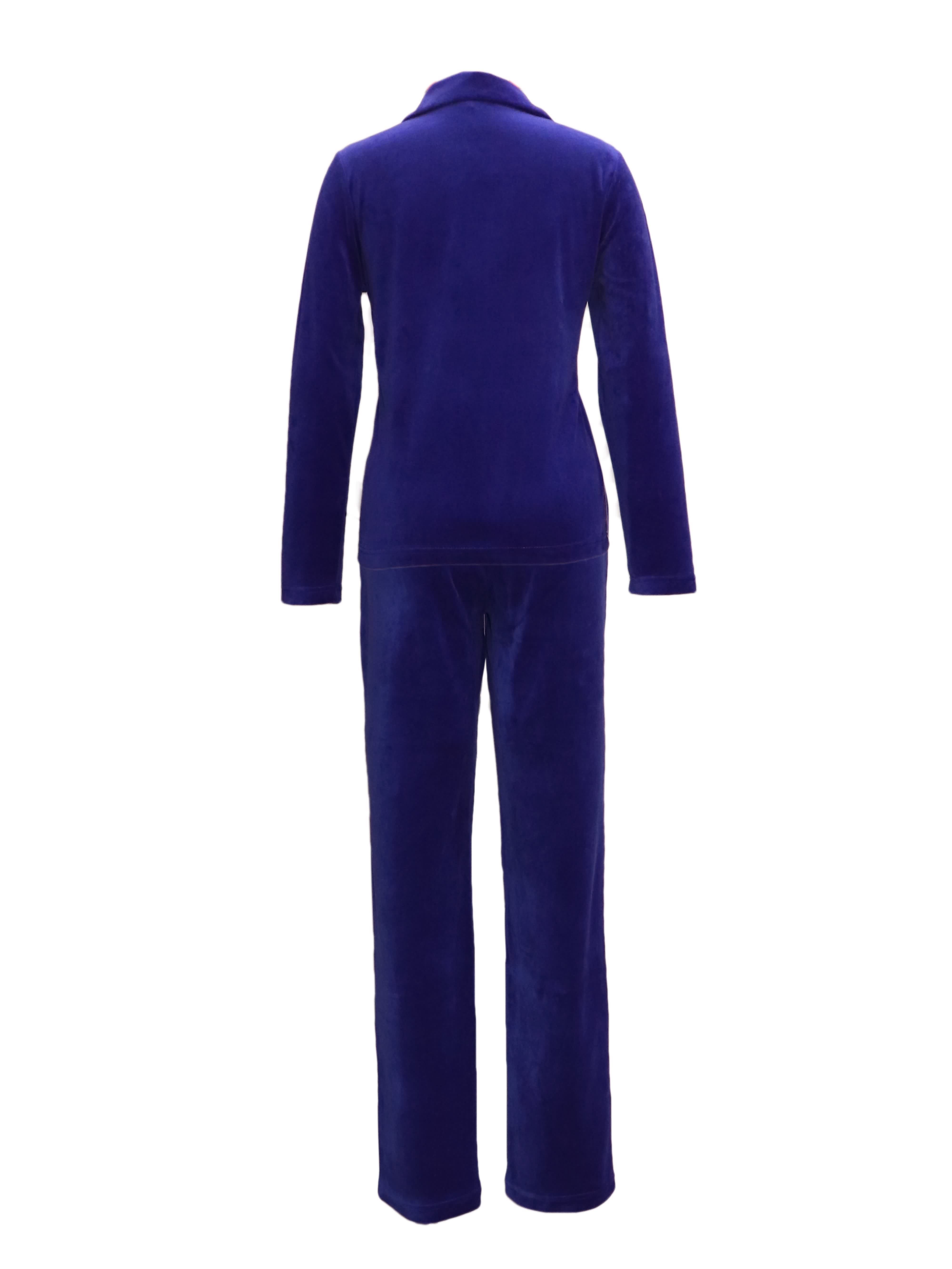 DESEN Damen Velours Nicki Freizeitanzug Fitnessanzug Hausanzug Jogginganzug Nicki-Anzug mit Reißverschluss und Glitzersteinen