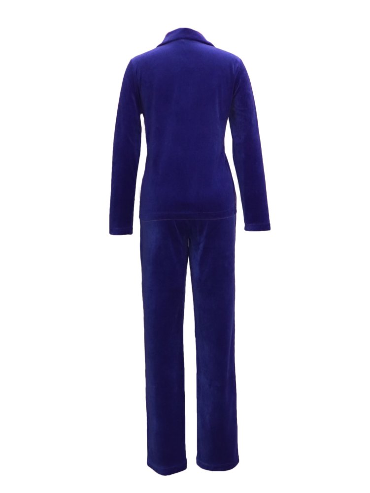 DESEN Damen Velours Nicki Freizeitanzug Fitnessanzug Hausanzug Jogginganzug Nicki-Anzug mit Reißverschluss und Glitzersteinen