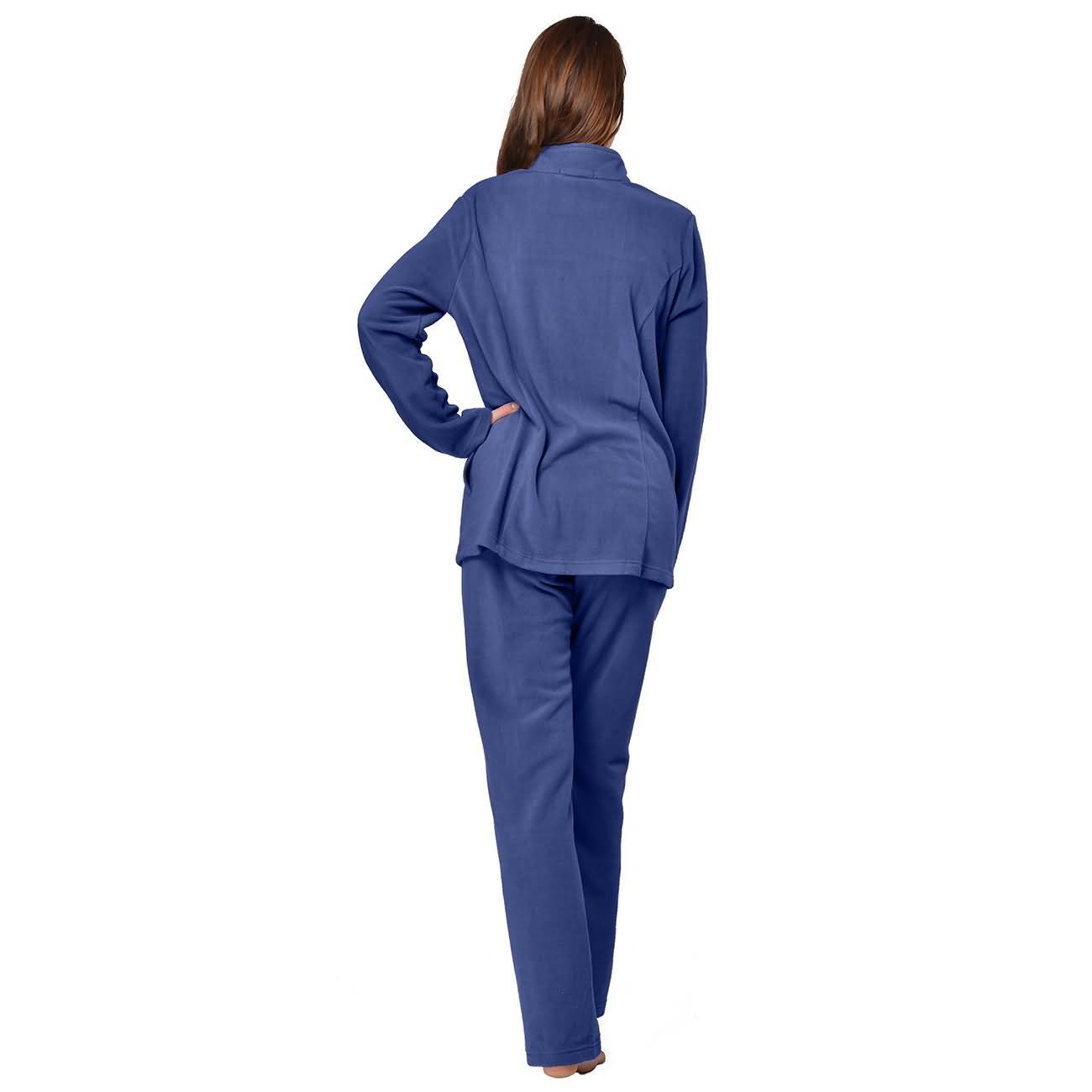 RAIKOU Eleganter Einfarbiger Damen Hausanzug in Micro-Fleece Freizeitanzug mit Reißverschluss