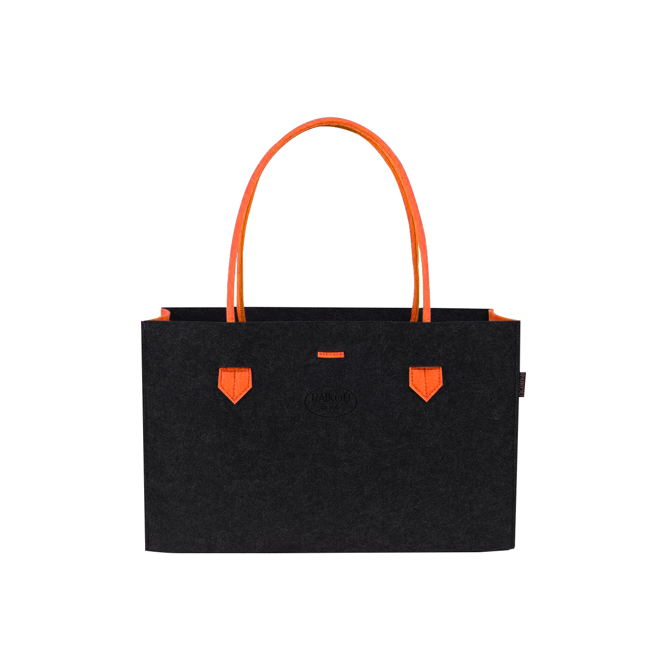 RAIKOU KULT Filz-Tasche Shopper; in neuem Design; Filzkorb Einkaufstasche Henkeltasche Zeitungskorb Stabile Kaminholztasche hervorragend als Spielzeugtasche oder Picknick-Korb Strand (44*18*31cm)