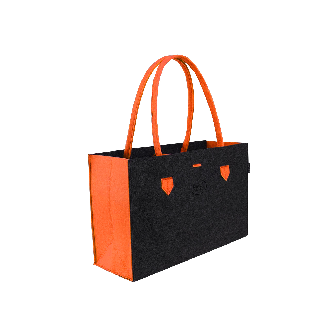 RAIKOU KULT Filz-Tasche Shopper; in neuem Design; Filzkorb Einkaufstasche Henkeltasche Zeitungskorb Stabile Kaminholztasche hervorragend als Spielzeugtasche oder Picknick-Korb Strand (44*18*31cm)