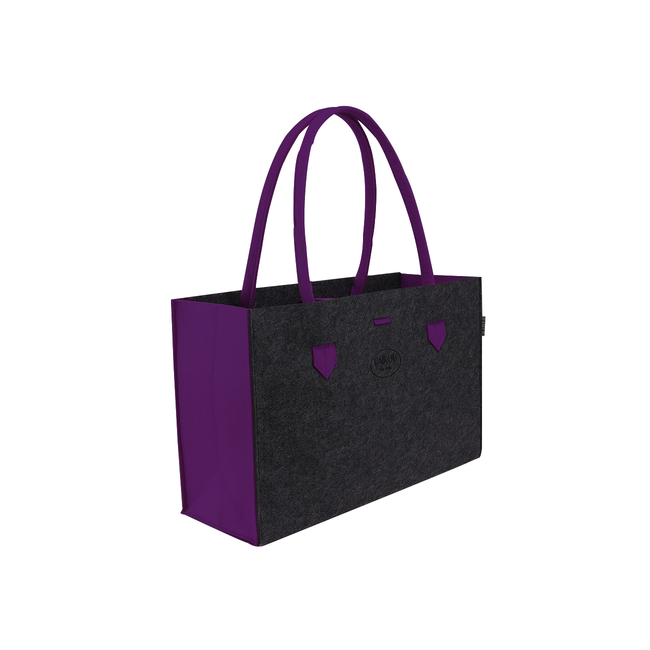 RAIKOU KULT Filz-Tasche Shopper; in neuem Design; Filzkorb Einkaufstasche Henkeltasche Zeitungskorb Stabile Kaminholztasche hervorragend als Spielzeugtasche oder Picknick-Korb Strand (44*18*31cm)