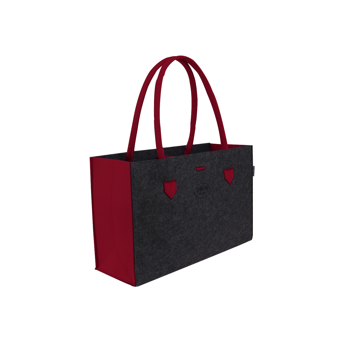 RAIKOU KULT Filz-Tasche Shopper; in neuem Design; Filzkorb Einkaufstasche Henkeltasche Zeitungskorb Stabile Kaminholztasche hervorragend als Spielzeugtasche oder Picknick-Korb Strand (44*18*31cm)