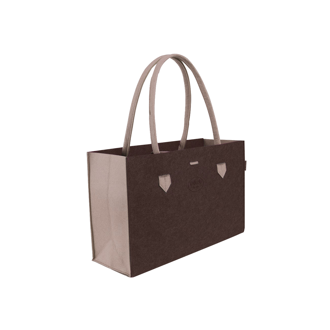 RAIKOU KULT Filz-Tasche Shopper; in neuem Design; Filzkorb Einkaufstasche Henkeltasche Zeitungskorb Stabile Kaminholztasche hervorragend als Spielzeugtasche oder Picknick-Korb Strand (44*18*31cm)
