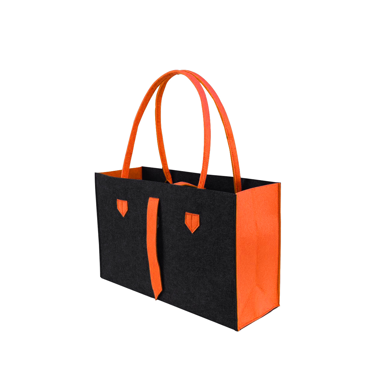 RAIKOU KULT Filz-Tasche Shopper; in neuem Design; Filzkorb Einkaufstasche Henkeltasche Zeitungskorb Stabile Kaminholztasche hervorragend als Spielzeugtasche oder Picknick-Korb Strand (44*18*31cm)