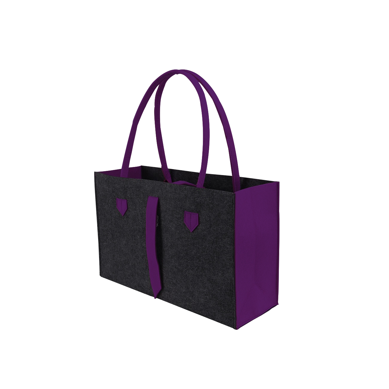 RAIKOU KULT Filz-Tasche Shopper; in neuem Design; Filzkorb Einkaufstasche Henkeltasche Zeitungskorb Stabile Kaminholztasche hervorragend als Spielzeugtasche oder Picknick-Korb Strand (44*18*31cm)