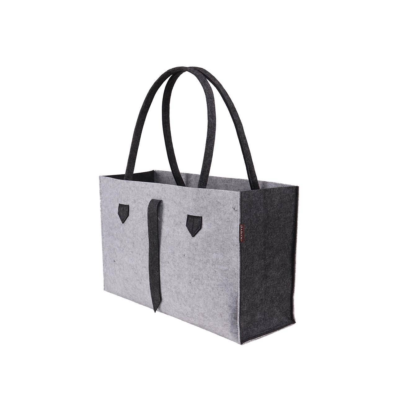 RAIKOU KULT Filz-Tasche Shopper; in neuem Design; Filzkorb Einkaufstasche Henkeltasche Zeitungskorb Stabile Kaminholztasche hervorragend als Spielzeugtasche oder Picknick-Korb Strand (44*18*31cm)