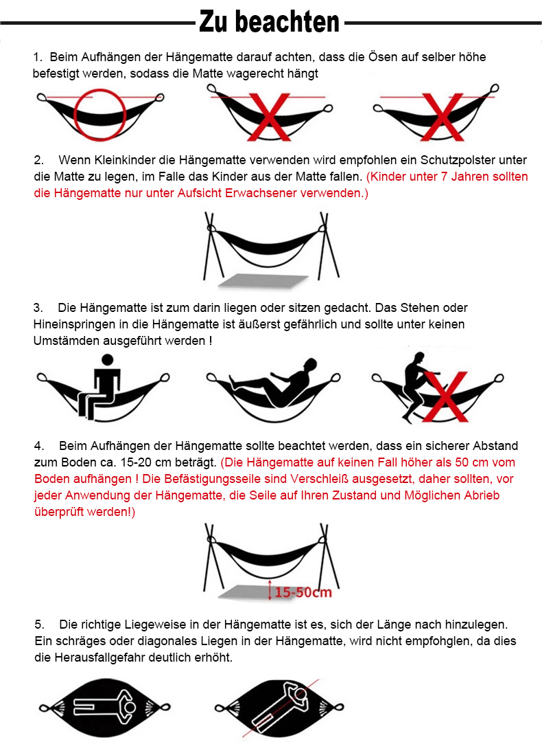 RAIKOU Hängematte aus Fallschirm Stoff, outdoor Comping Garten XXL 260x140cm für 2 Personen Belastbar bis 200kg