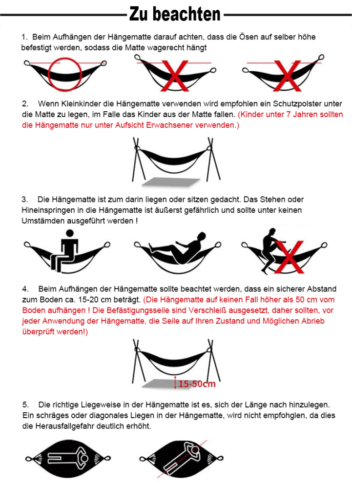 RAIKOU Hängematte aus Fallschirm Stoff, outdoor Comping Garten XXL 260x140cm für 2 Personen Belastbar bis 200kg