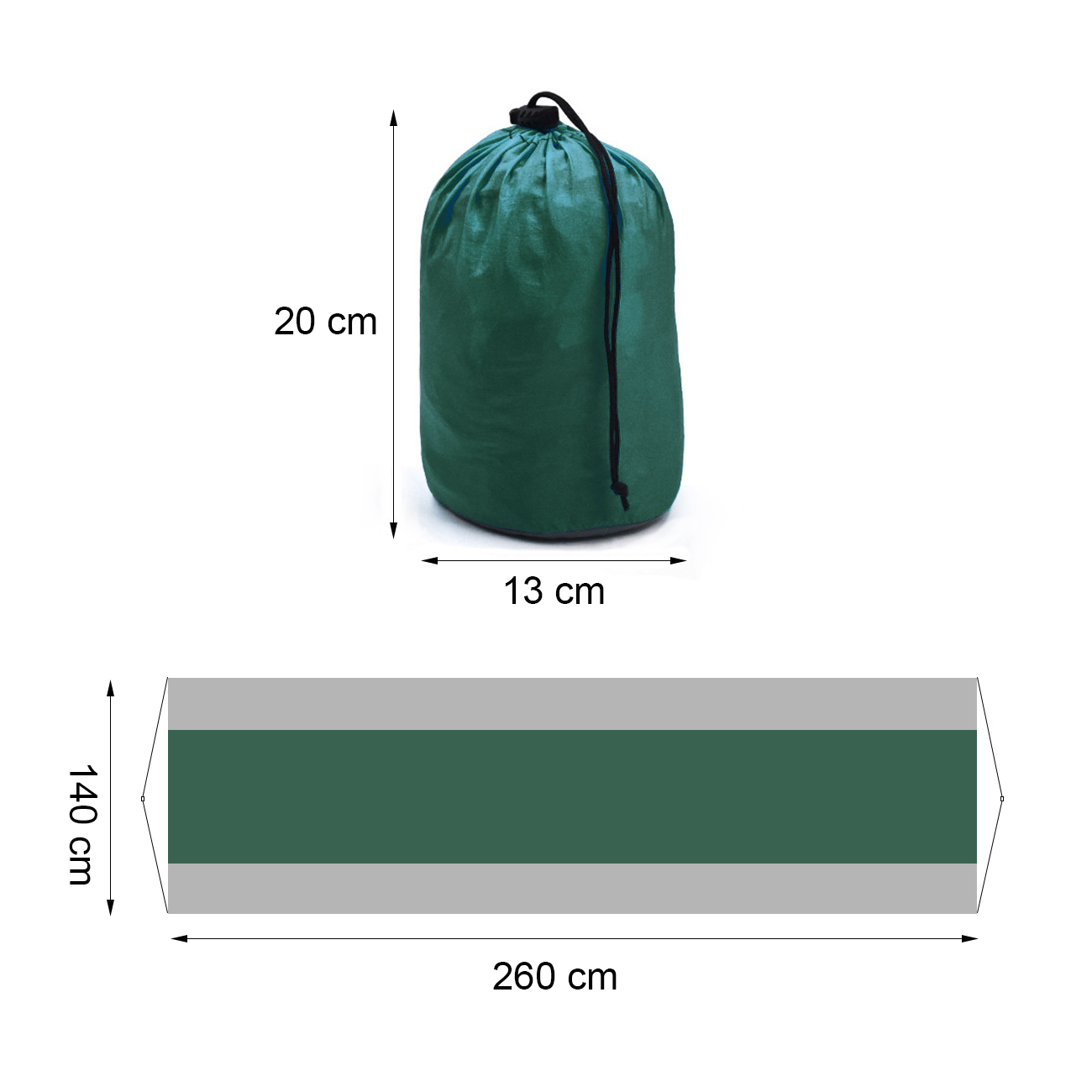 RAIKOU Hängematte aus Fallschirm Stoff, outdoor Comping Garten XXL 260x140cm für 2 Personen Belastbar bis 200kg