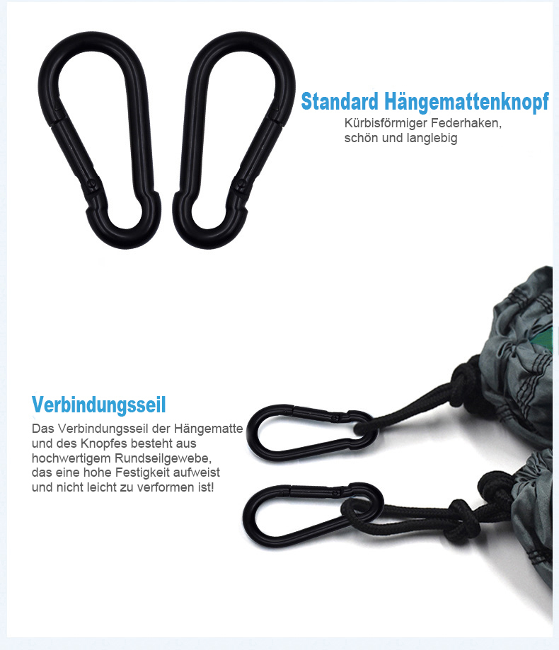 RAIKOU Hängematte aus Fallschirm Stoff, outdoor Comping Garten XXL 260x140cm für 2 Personen Belastbar bis 200kg