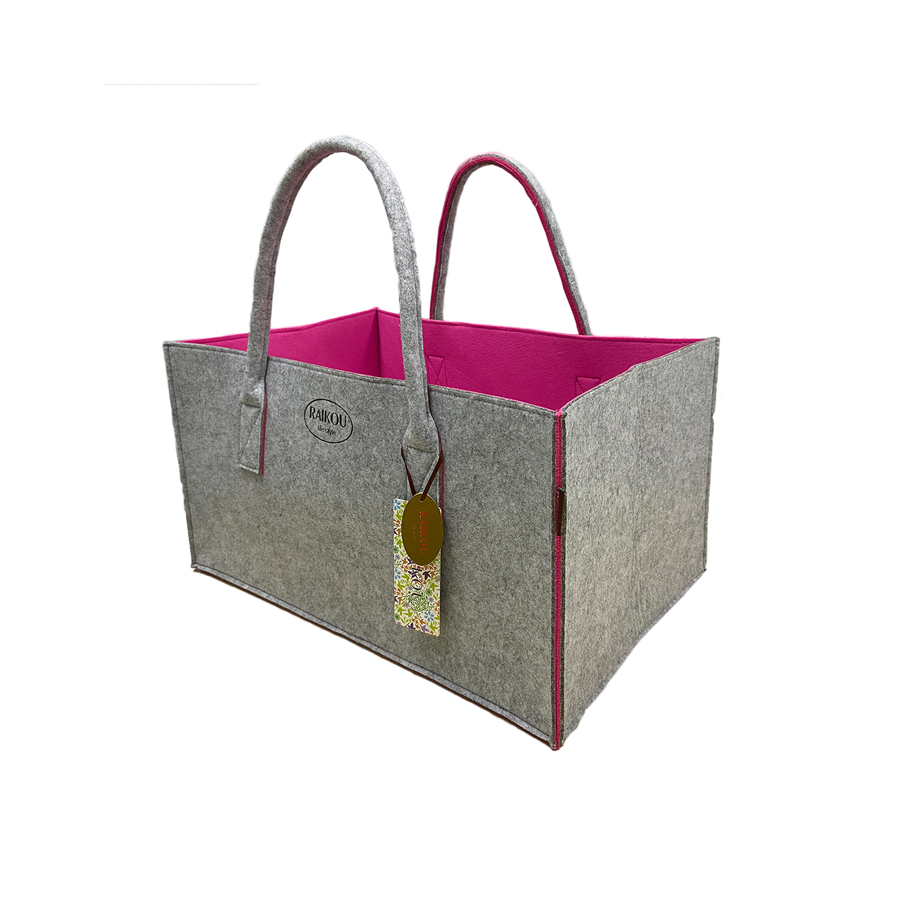 RAIKOU KULT Filz-Tasche Shopper Bag Filzkorb Einkaufstasche Henkeltasche Zeitungskorb Stabile Kaminholztasche Zeitungsständer auch für Spielzeug Garten Picknick Strand(50*25*25cm und 50*34*27)