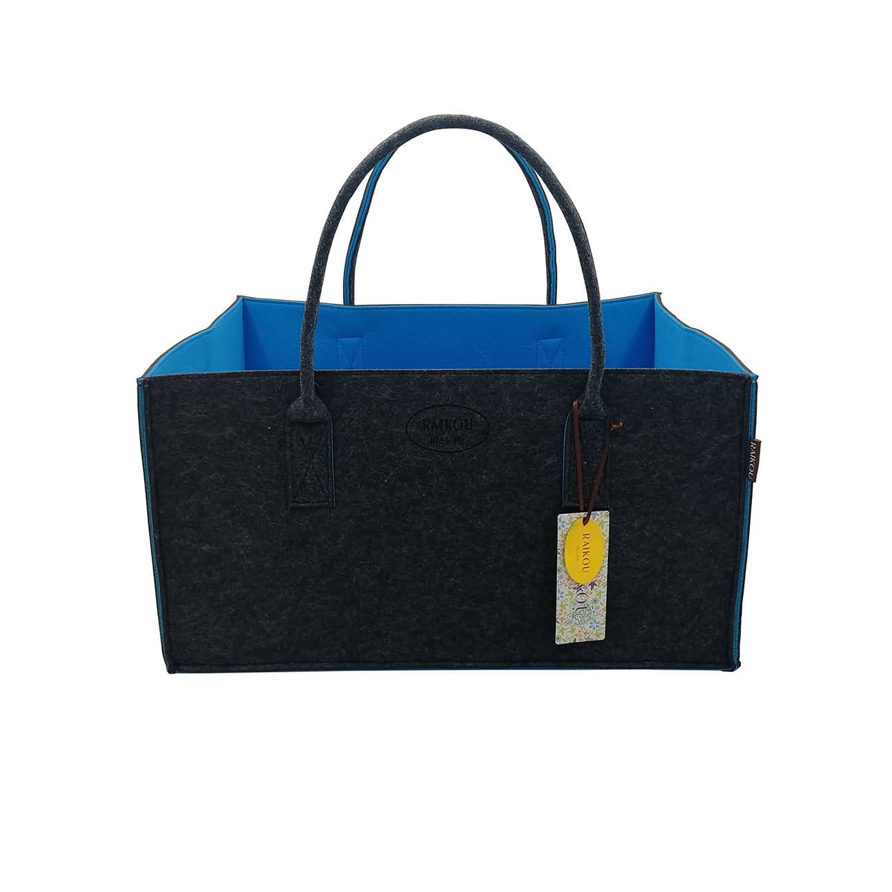 NEU RAIKOU KULT Filz-Tasche Shopper Bag Filzkorb Einkaufstasche Henkeltasche Zeitungskorb Stabile Kaminholztasche Zeitungsständer auch für Spielzeug Garten Picknick Strand(50*25*25cm und 50*34*27)