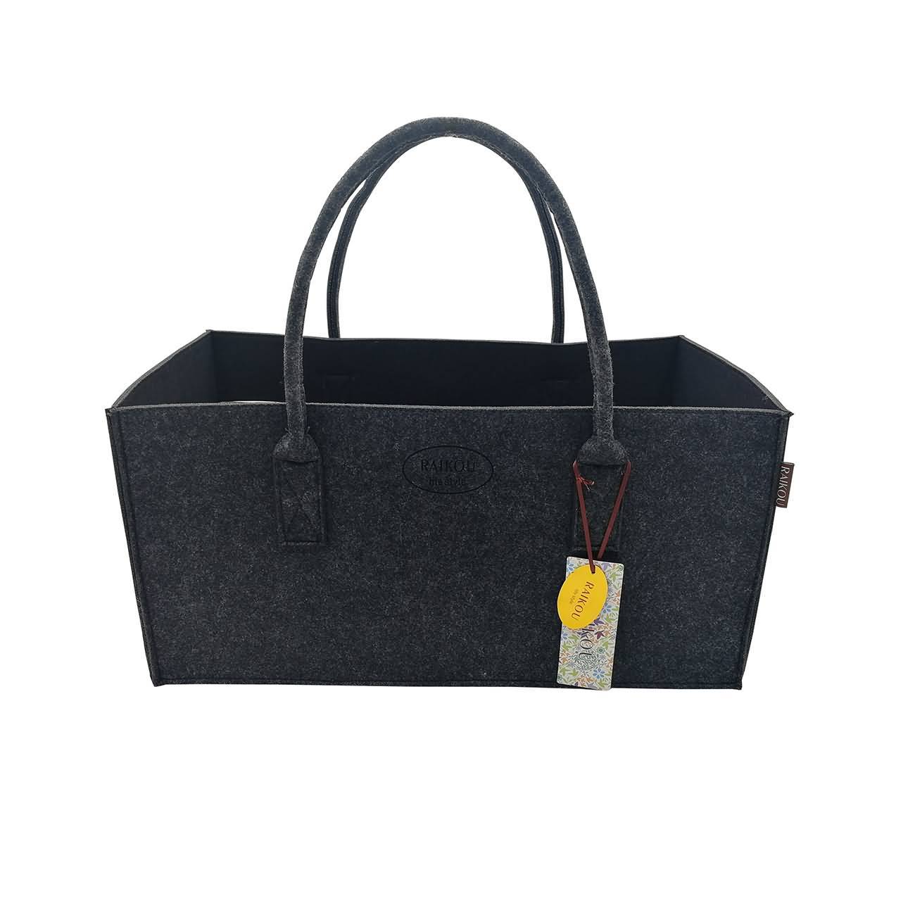 RAIKOU KULT Filz-Tasche Shopper Bag Filzkorb Einkaufstasche Henkeltasche Zeitungskorb Stabile Kaminholztasche Zeitungsständer auch für Spielzeug Garten Picknick Strand(50*25*25cm und 50*34*27)
