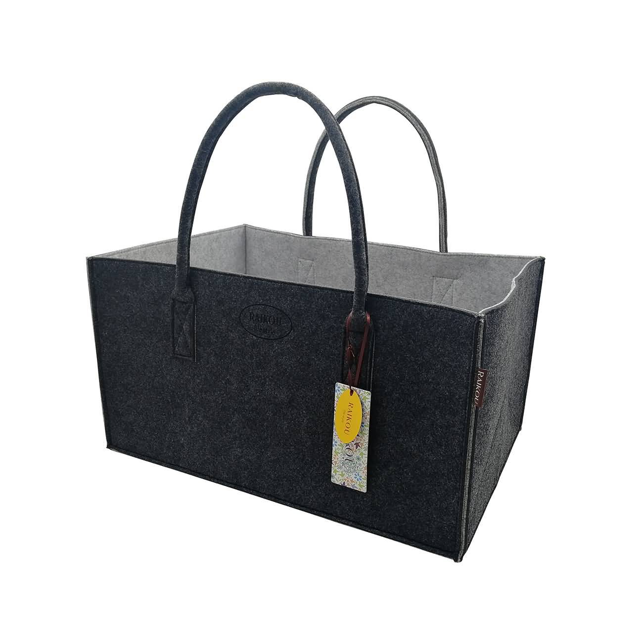 RAIKOU KULT Filz-Tasche Shopper Bag Filzkorb Einkaufstasche Henkeltasche Zeitungskorb Stabile Kaminholztasche Zeitungsständer auch für Spielzeug Garten Picknick Strand(50*25*25cm und 50*34*27)