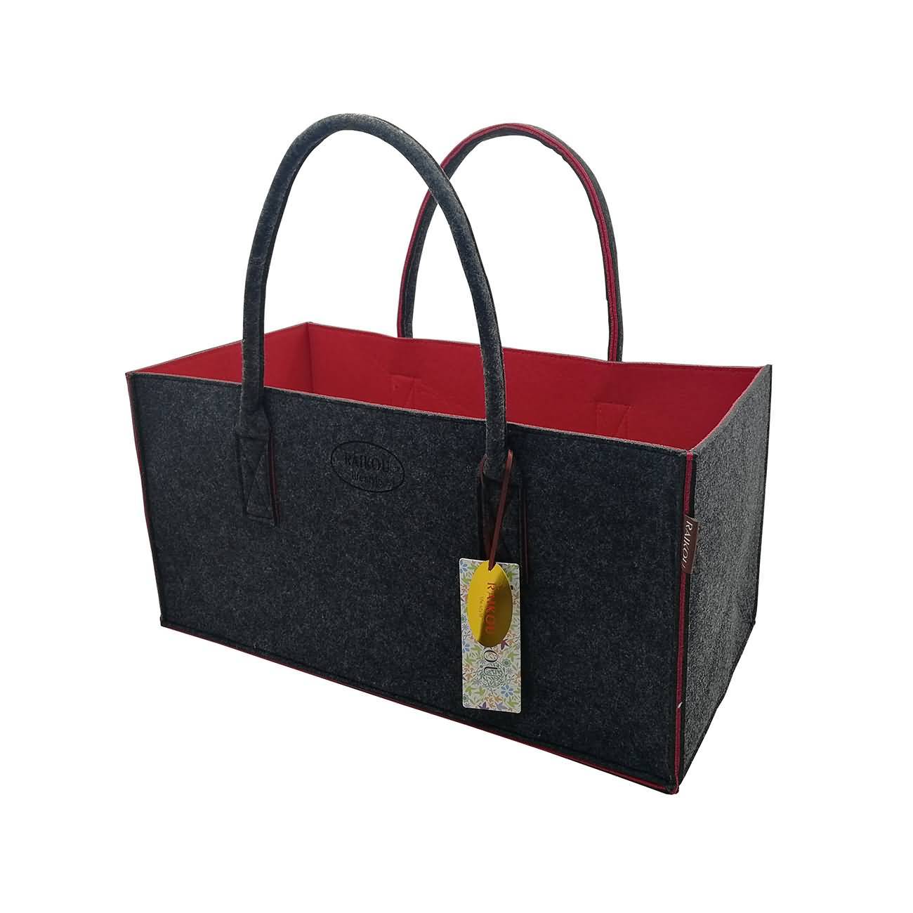 RAIKOU KULT Filz-Tasche Shopper Bag Filzkorb Einkaufstasche Henkeltasche Zeitungskorb Stabile Kaminholztasche Zeitungsständer auch für Spielzeug Garten Picknick Strand(50*25*25cm und 50*34*27)