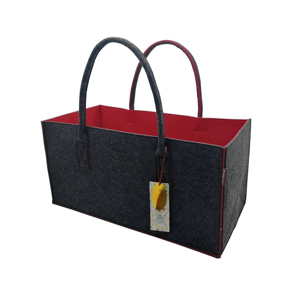 NEU RAIKOU KULT Filz-Tasche Shopper Bag Filzkorb Einkaufstasche Henkeltasche Zeitungskorb Stabile Kaminholztasche Zeitungsständer auch für Spielzeug Garten Picknick Strand(50*25*25cm und 50*34*27)