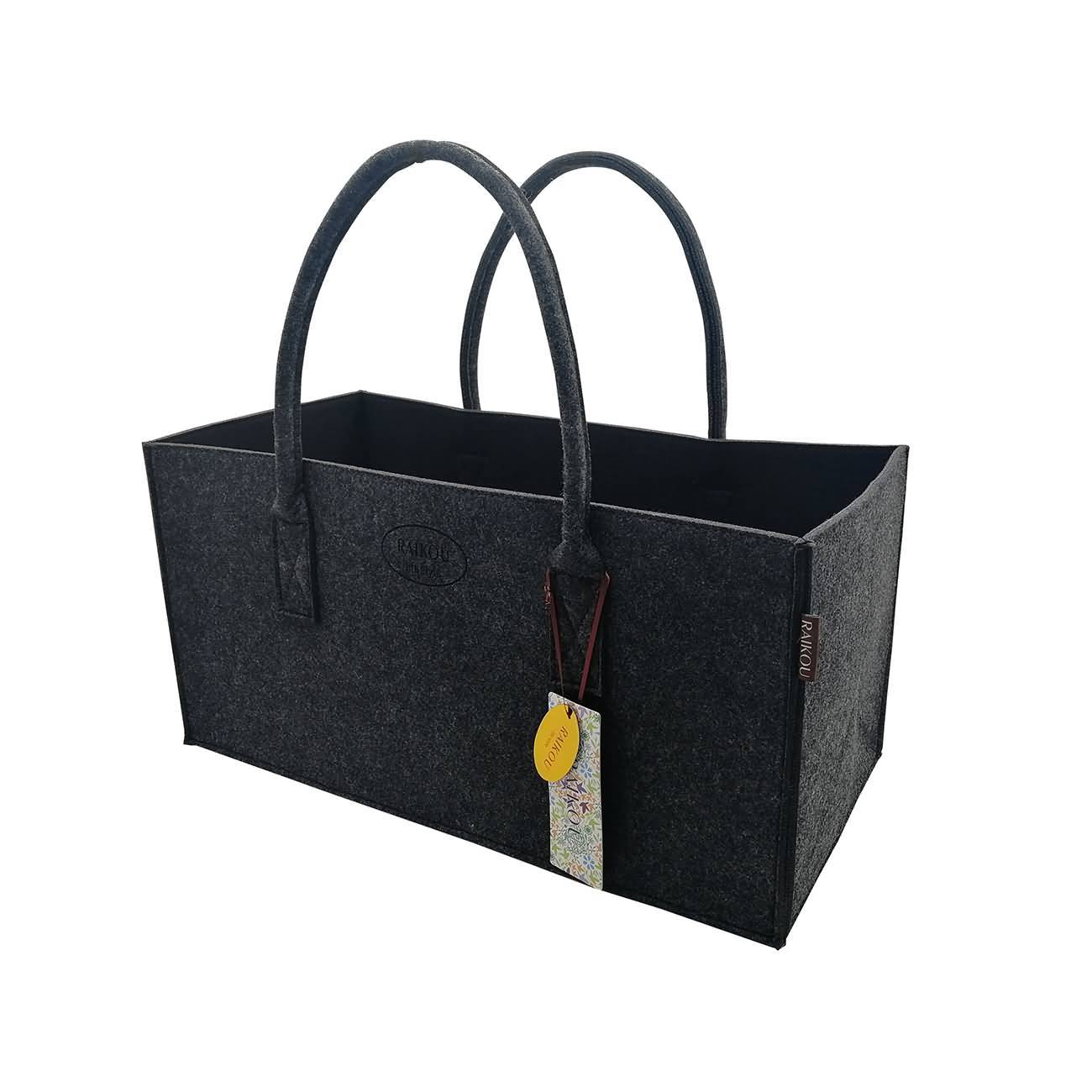 RAIKOU KULT Filz-Tasche Shopper Bag Filzkorb Einkaufstasche Henkeltasche Zeitungskorb Stabile Kaminholztasche Zeitungsständer auch für Spielzeug Garten Picknick Strand(50*25*25cm und 50*34*27)