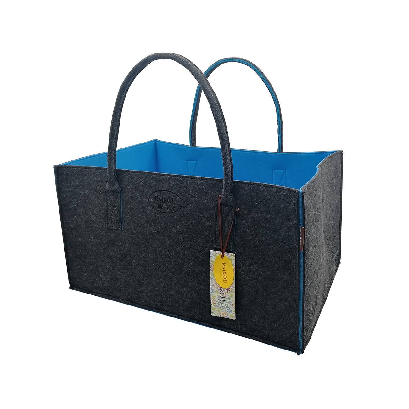 NEU RAIKOU KULT Filz-Tasche Shopper Bag Filzkorb Einkaufstasche Henkeltasche Zeitungskorb Stabile Kaminholztasche Zeitungsständer auch für Spielzeug Garten Picknick Strand(50*25*25cm und 50*34*27)