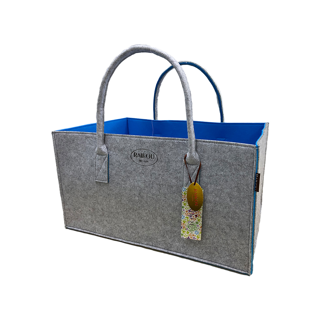 NEU RAIKOU KULT Filz-Tasche Shopper Bag Filzkorb Einkaufstasche Henkeltasche Zeitungskorb Stabile Kaminholztasche Zeitungsständer auch für Spielzeug Garten Picknick Strand(50*25*25cm und 50*34*27)