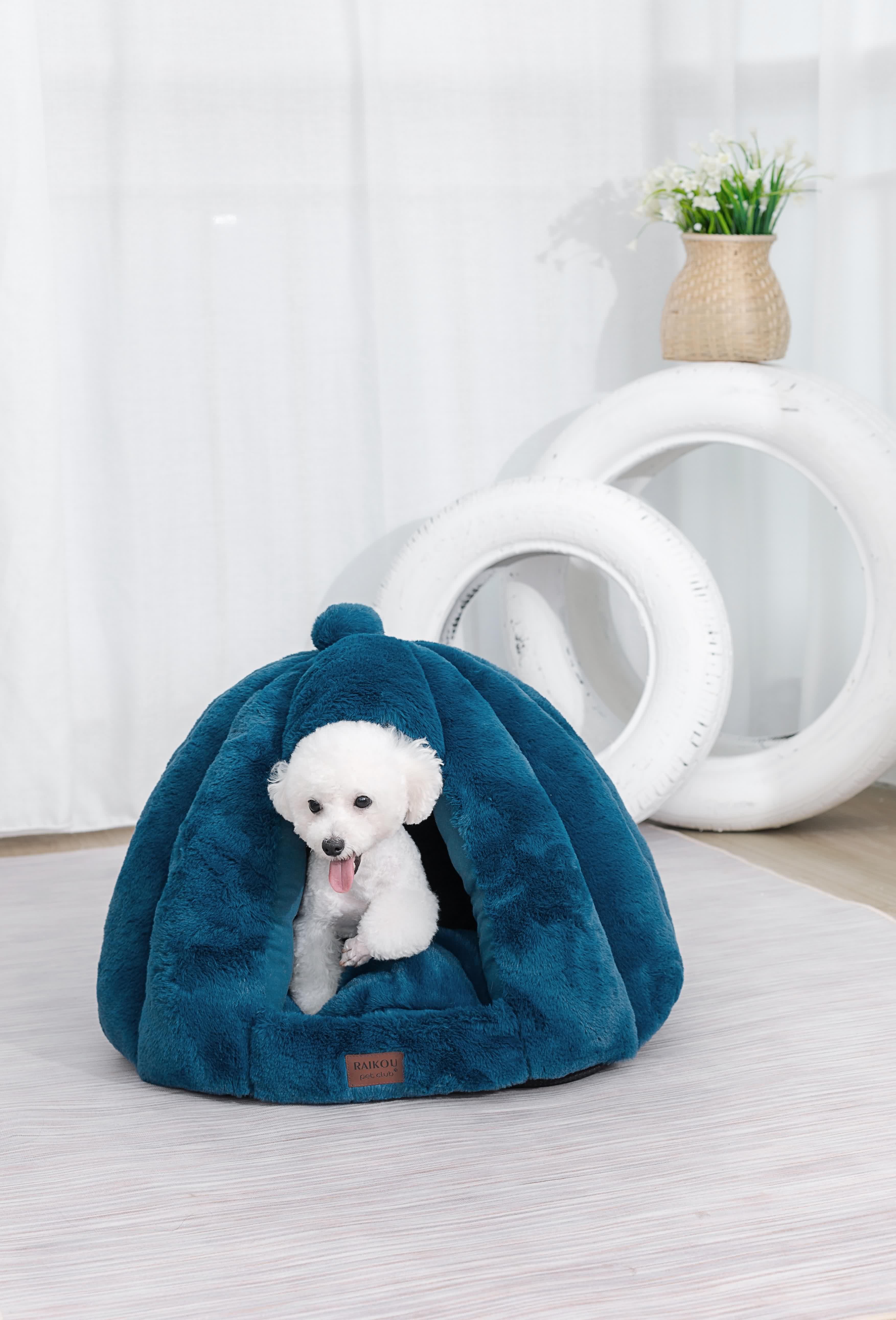 RAIKOU warm kuschelig Haustierhaus Hundehöhle Hundebett, Katzenhöhle, Katzenhaus, Haustier Nest für Katze Hunde Kaninchen für Kleine Katzen und Hunde
