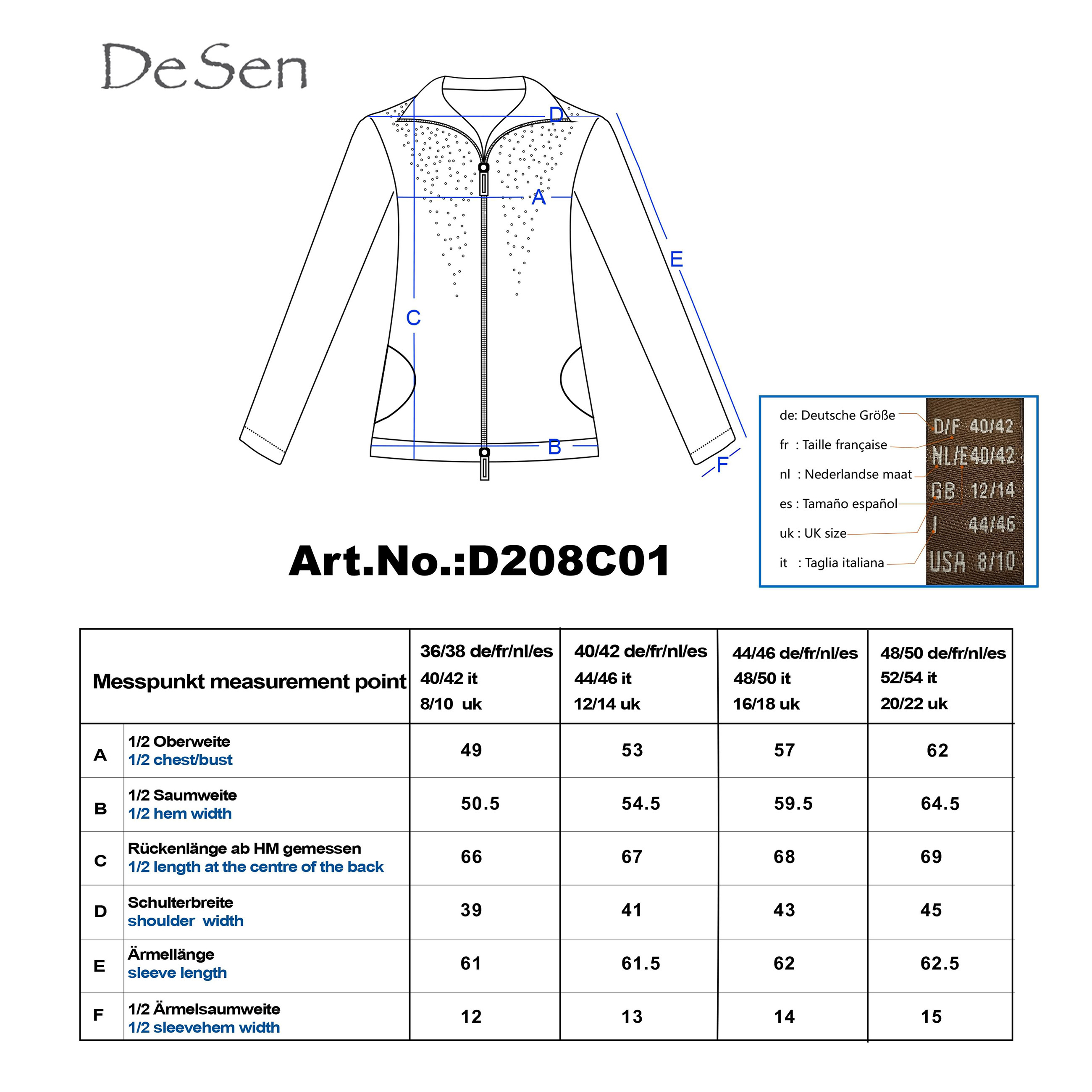 DESEN Damen Freizeitjacke Hausjacke Bluse Mit Reißverschluss Sport Heller Strassstein Hoher Baumwollanteil Ohne Kappe
