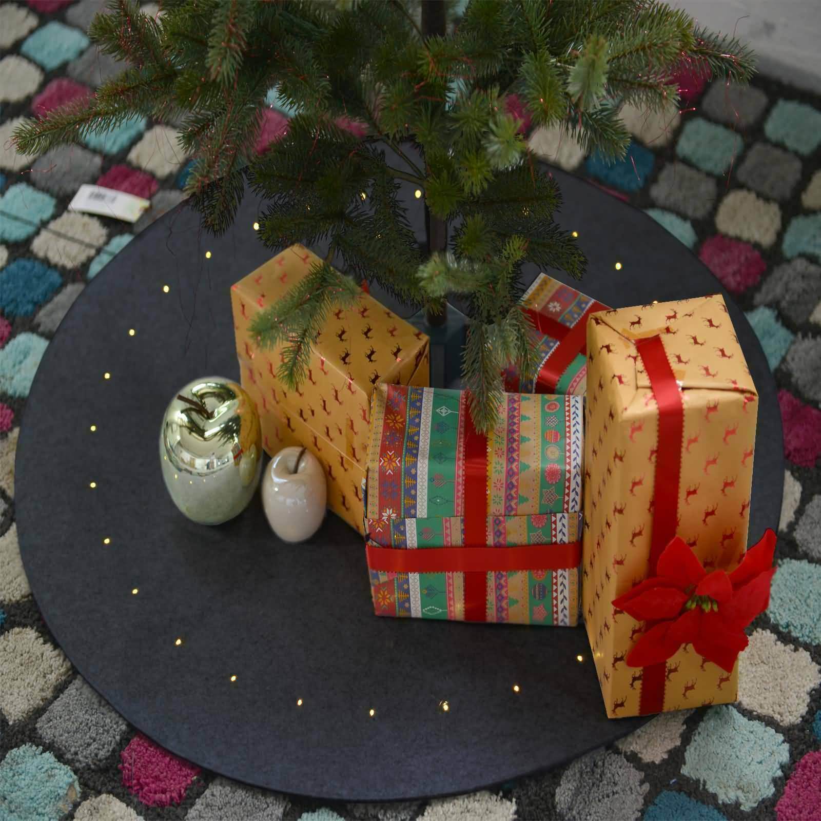 LED Filzunterlage Weihnachtsbaum Unterlage Rund Christbaum Teppich 50cm/100cm