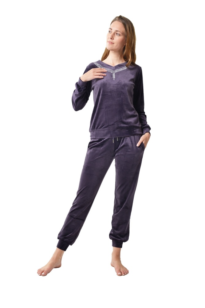 RAIKOU Damen Velours Nicki Hausanzug Freizeitanzug Fitnessanzug Trainingsanzug Jogginganzug Schlafanzug Nicki-Anzug