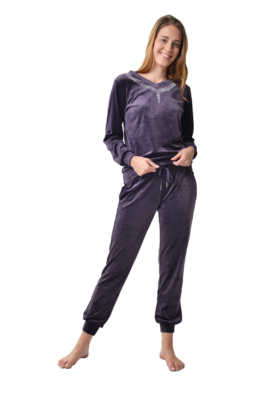 RAIKOU Damen Velours Nicki Hausanzug Freizeitanzug Fitnessanzug Trainingsanzug Jogginganzug Schlafanzug Nicki-Anzug