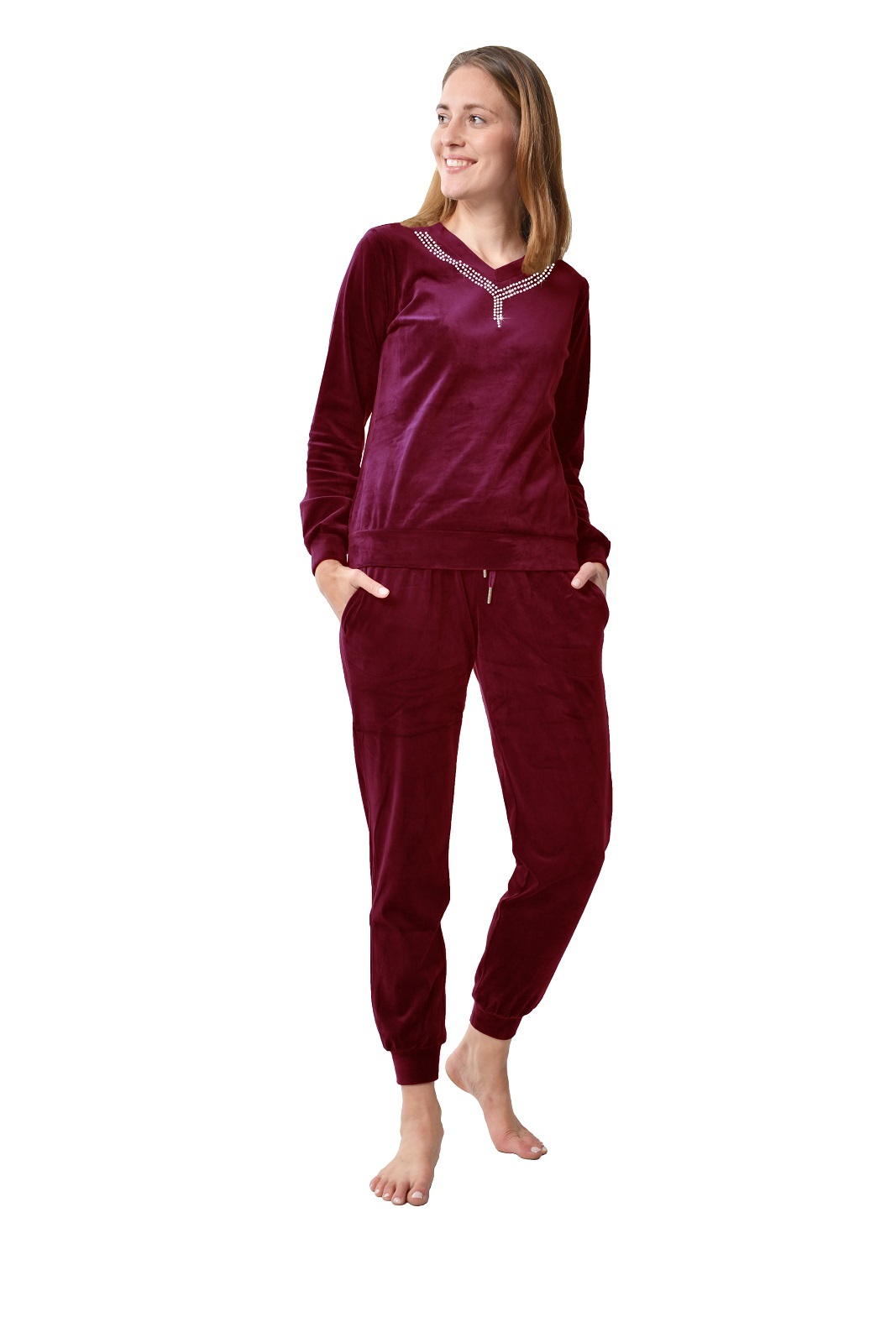 RAIKOU Damen Velours Nicki Hausanzug Freizeitanzug Fitnessanzug Trainingsanzug Jogginganzug Schlafanzug Nicki-Anzug