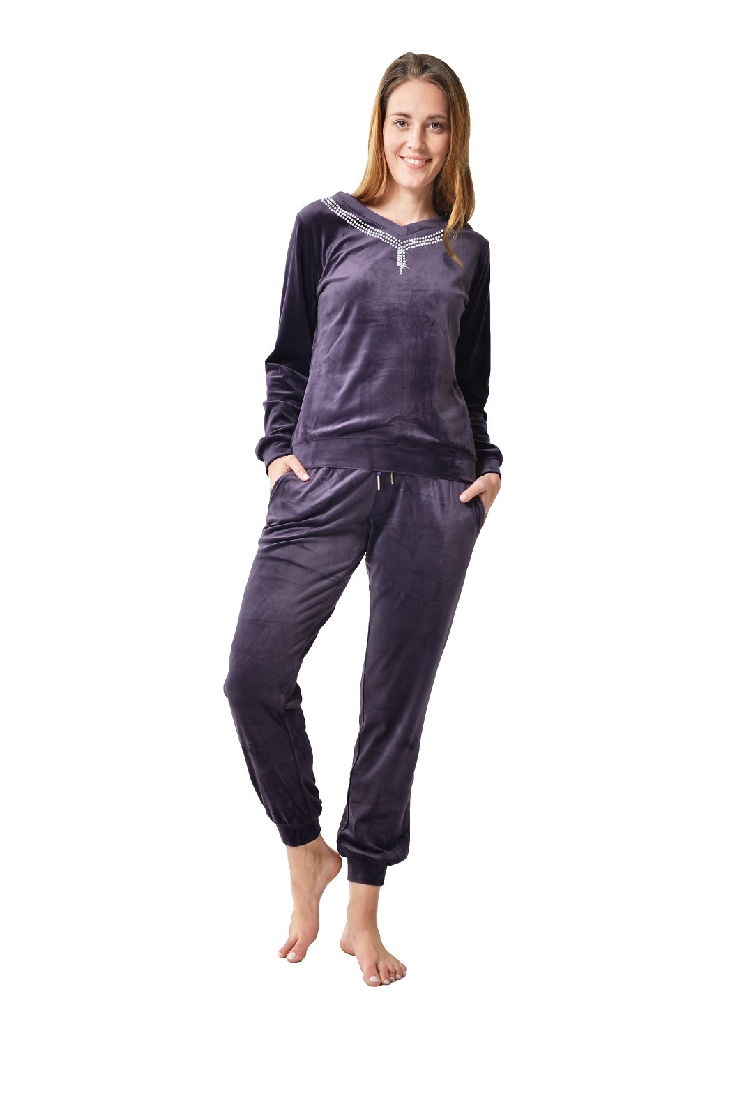RAIKOU Damen Velours Nicki Hausanzug Freizeitanzug Fitnessanzug Trainingsanzug Jogginganzug Schlafanzug Nicki-Anzug