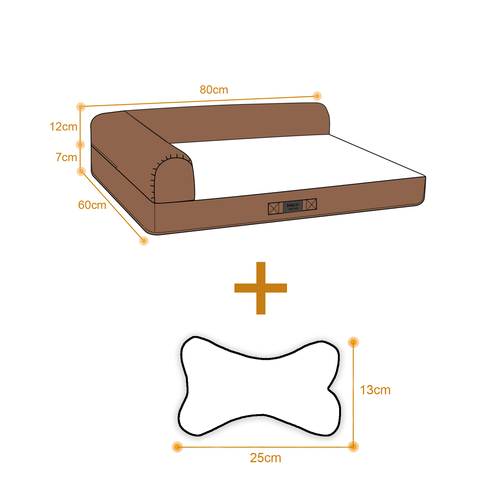 RAIKOU Weiches Hundebett mit entnehmbarem Polster, gepolstertes waschbares Haustierbett Hundekissen Hundesofa Hundekorb