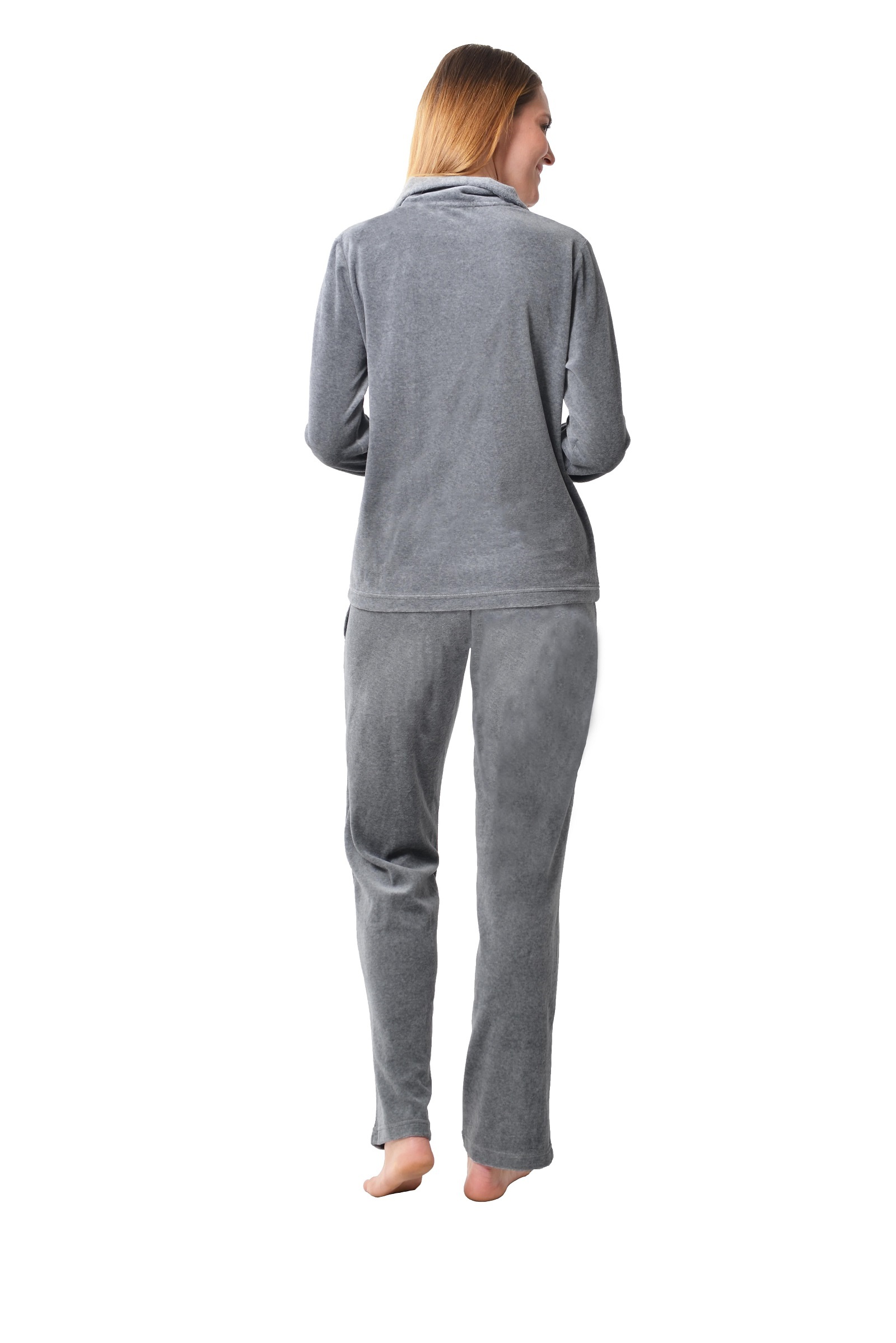DESEN Damen Velours Nicki Freizeitanzug Fitnessanzug Hausanzug Jogginganzug Nicki-Anzug mit Reißverschluss und Glitzersteinen