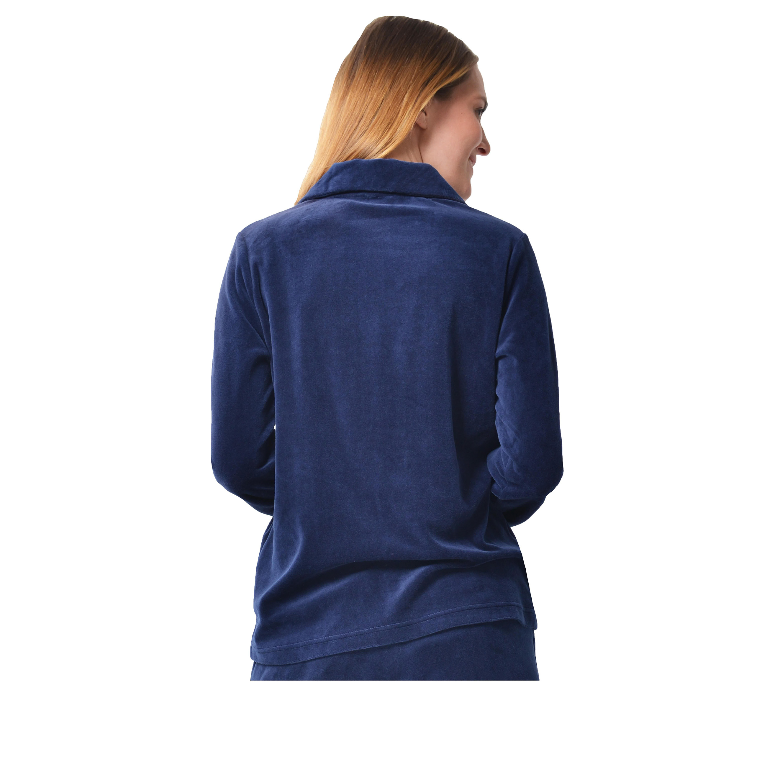 DESEN Damen Freizeitjacke Hausjacke Bluse Mit Reißverschluss Sport Heller Strassstein Hoher Baumwollanteil Ohne Kappe