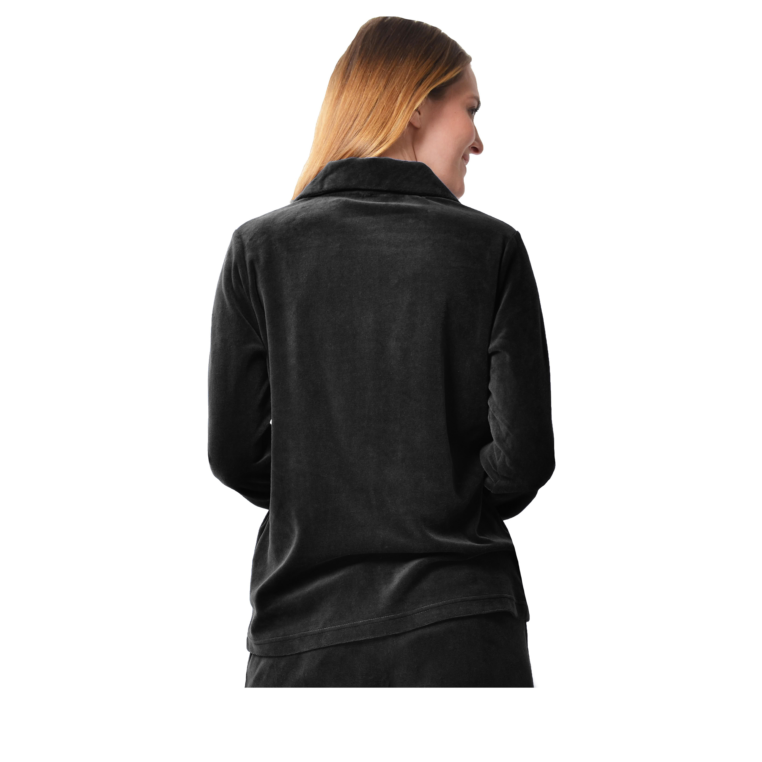 DESEN Damen Freizeitjacke Hausjacke Bluse Mit Reißverschluss Sport Heller Strassstein Hoher Baumwollanteil Ohne Kappe