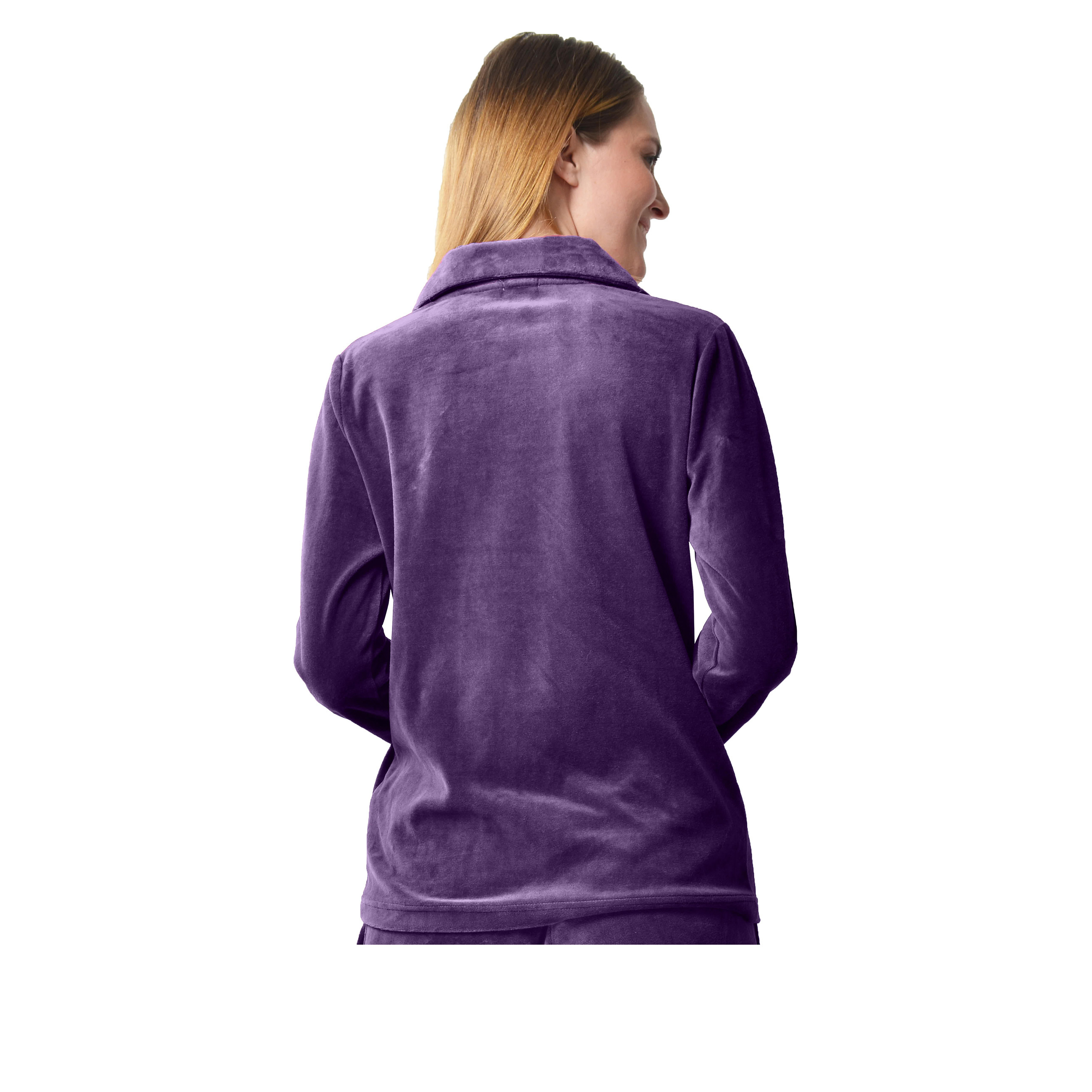 DESEN Damen Freizeitjacke Hausjacke Bluse Mit Reißverschluss Sport Heller Strassstein Hoher Baumwollanteil Ohne Kappe