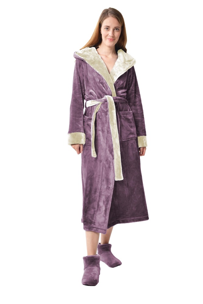 Damen Herren Kapuzen Unisex-Bademantel Saunamantel Morgenmantel Microfaser S-XXL