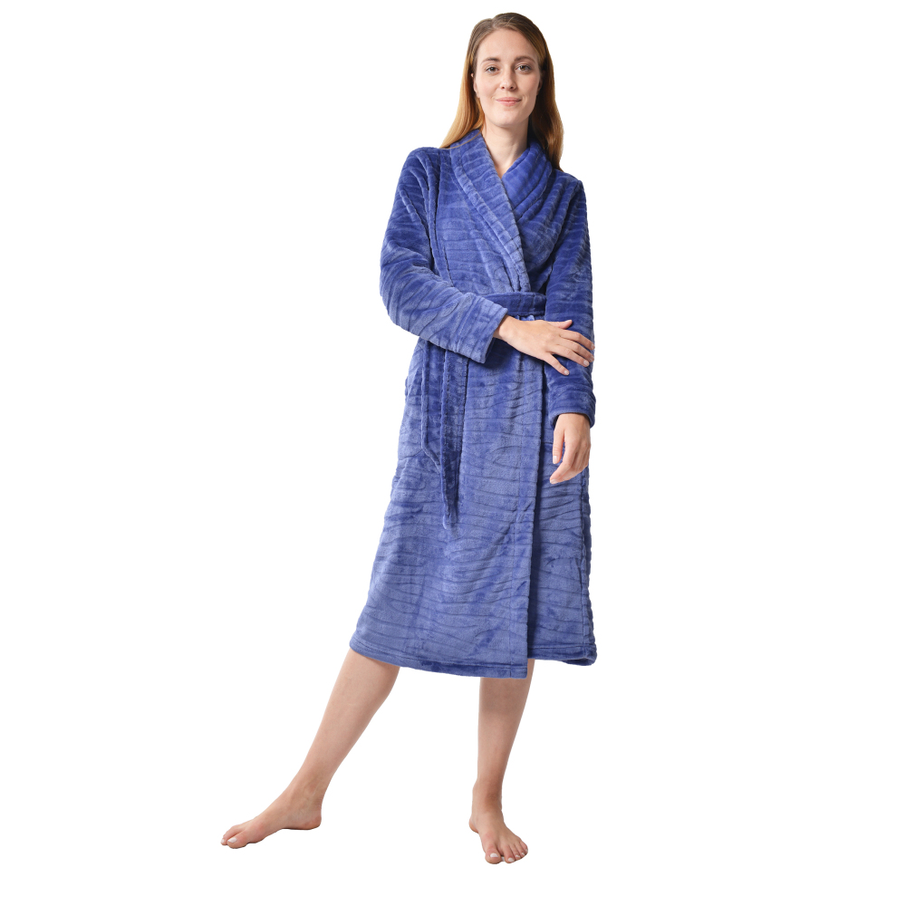 RAIKOU Damen Bademantel Morgenmantel Saunamantel weiches und super flauschiges Coral-Fleece Flausch RelaxKuschelfrottee Microfaser