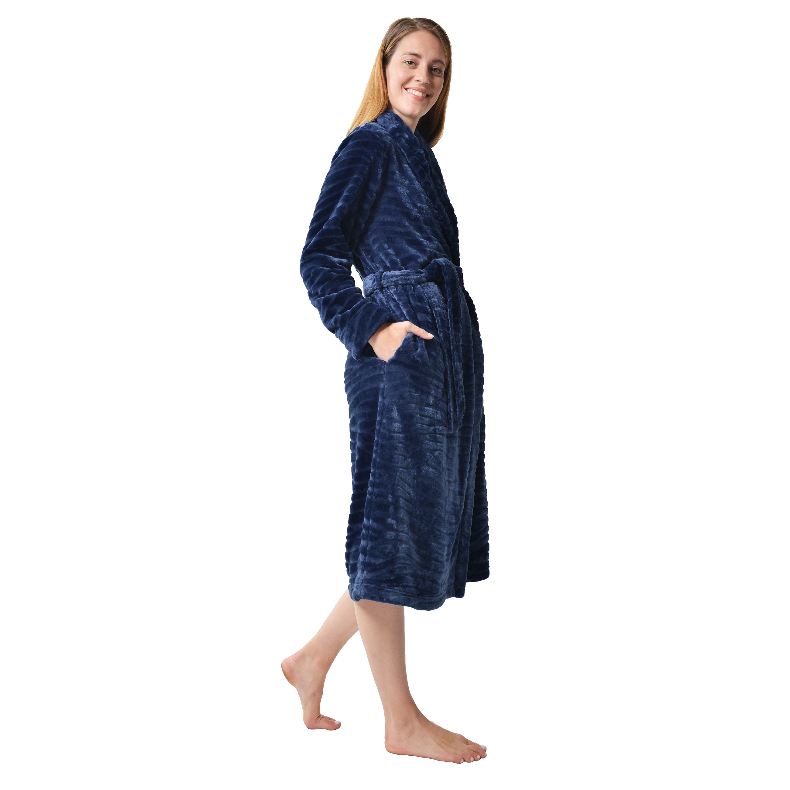 RAIKOU Damen Bademantel Morgenmantel Saunamantel weiches und super flauschiges Coral-Fleece Flausch RelaxKuschelfrottee Microfaser
