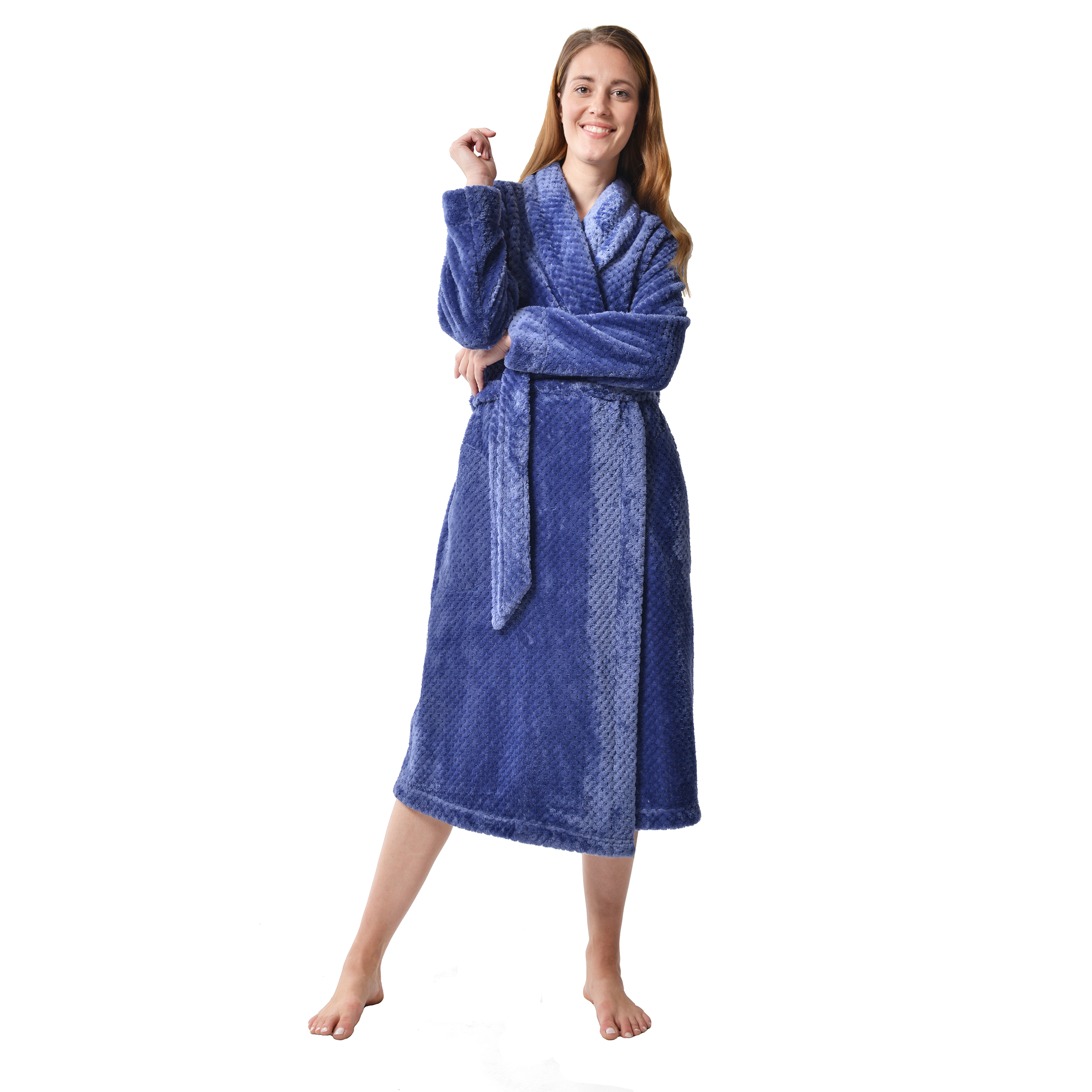 RAIKOU Damen Bademantel Morgenmantel Saunamantel weiches und super flauschiges Coral-Fleece Flausch RelaxKuschelfrottee Microfaser