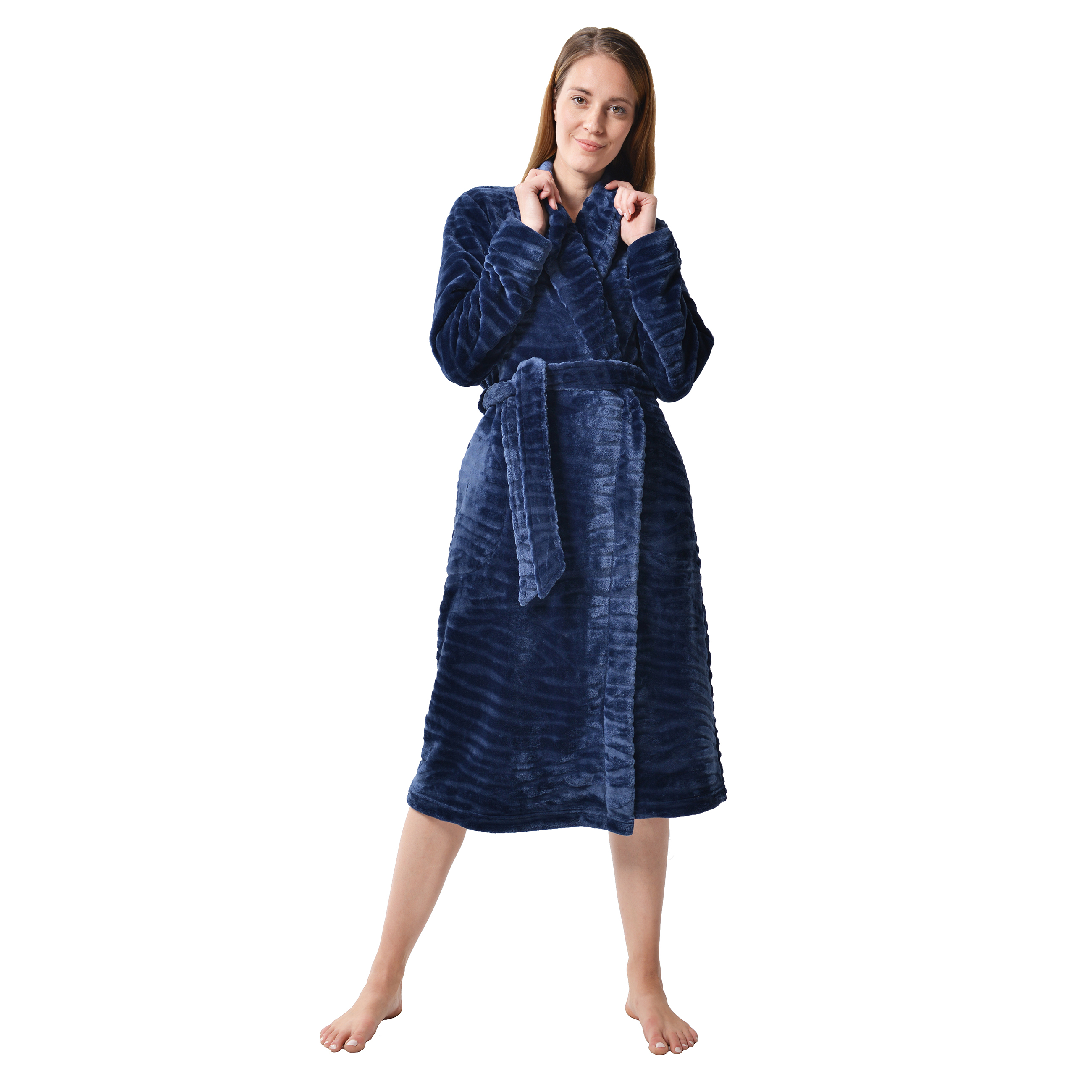 RAIKOU Damen Bademantel Morgenmantel Saunamantel weiches und super flauschiges Coral-Fleece Flausch RelaxKuschelfrottee Microfaser
