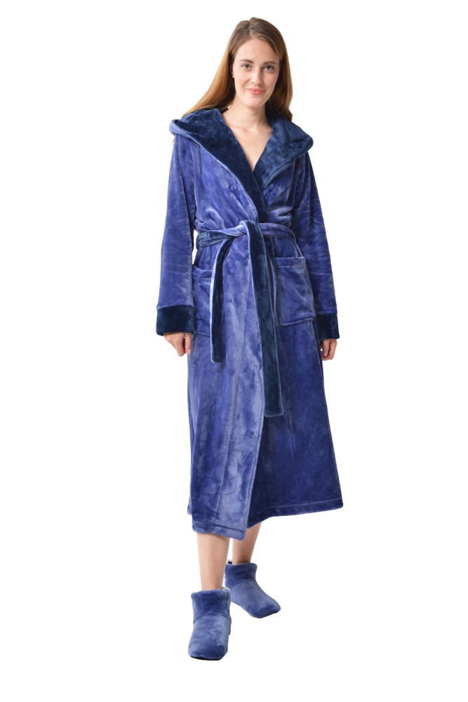 Damen Herren Kapuzen Unisex-Bademantel Saunamantel Morgenmantel Microfaser S-XXL