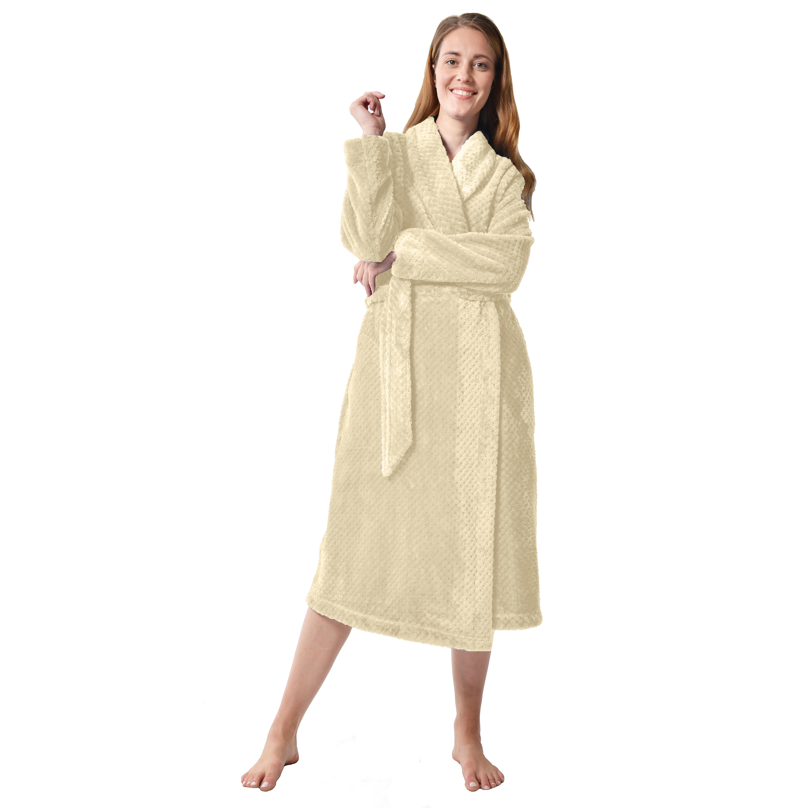 RAIKOU Damen Bademantel Morgenmantel Saunamantel weiches und super flauschiges Coral-Fleece Flausch RelaxKuschelfrottee Microfaser