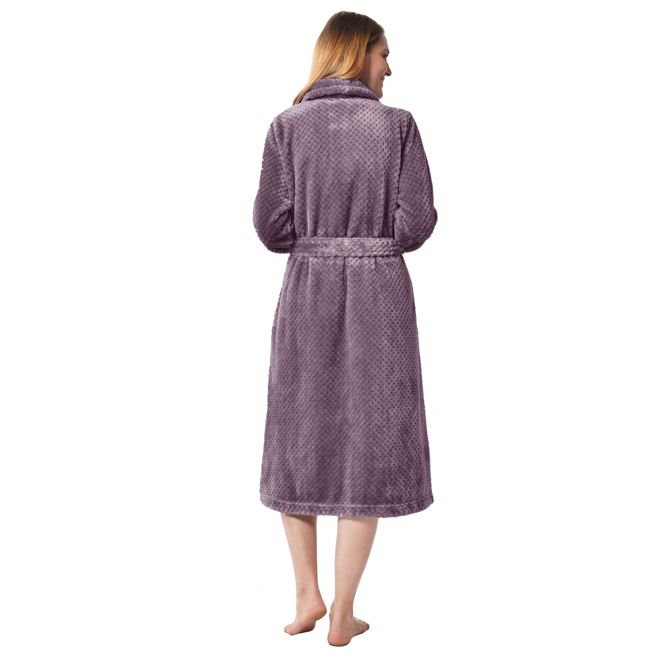 RAIKOU Damen Bademantel Morgenmantel Saunamantel weiches und super flauschiges Coral-Fleece Flausch RelaxKuschelfrottee Microfaser