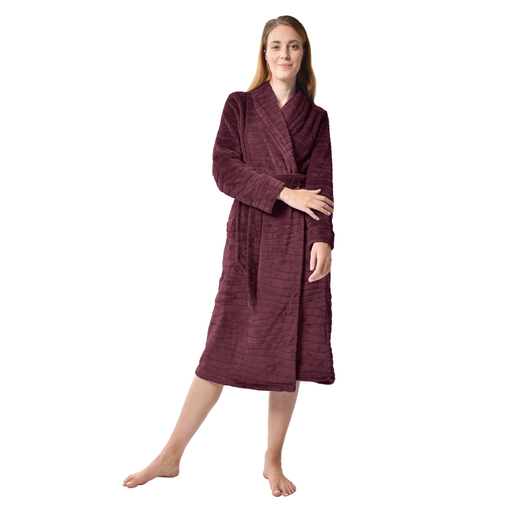 RAIKOU Damen Bademantel Morgenmantel Saunamantel weiches und super flauschiges Coral-Fleece Flausch RelaxKuschelfrottee Microfaser